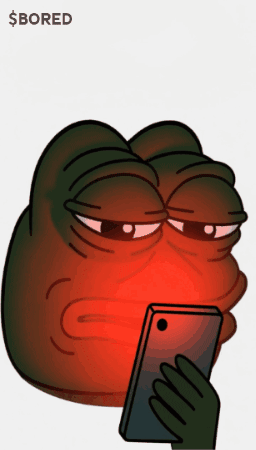 Cartoon Frog Looking at Cell Phone Bored