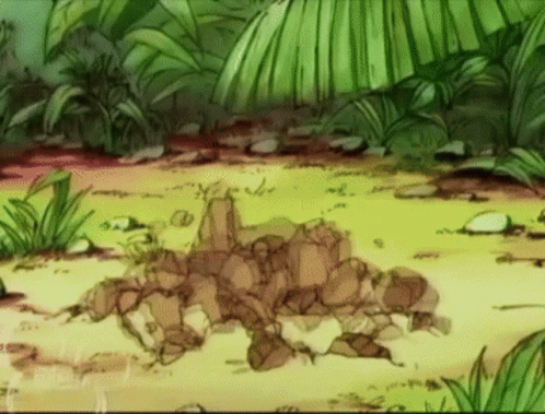 Cartoon Frog Lying in Jungle