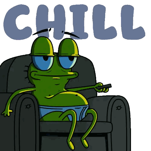 Cartoon Frog Sitting in Chair With Chill