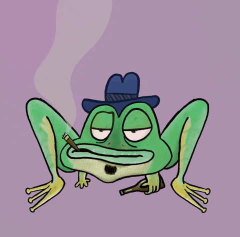Cartoon Frog Smoking GIF
