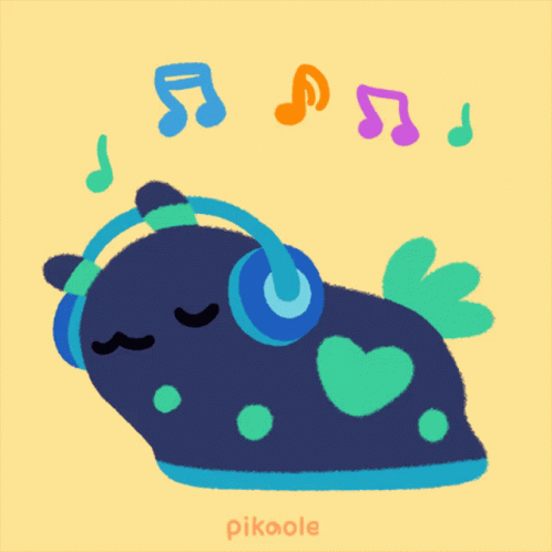 Cartoon Frog Wearing Headphones With Music Notes
