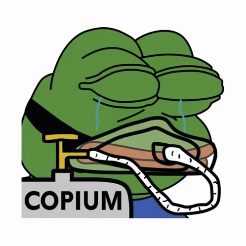 Cartoon Frog Wearing Oxygen Mask Copium