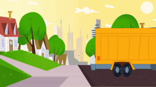 Cartoon Garbage Truck With Letter T GIF