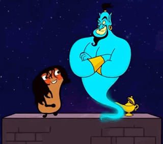 Cartoon Genie and Woman