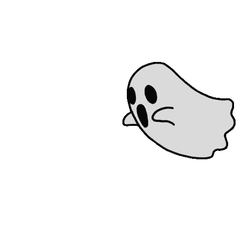 Cartoon Ghost Flying with Open Mouth