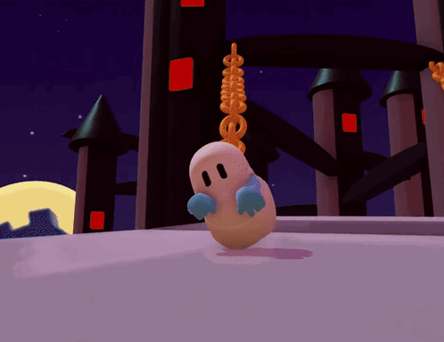 Cartoon Ghost Hanging From Chain GIF