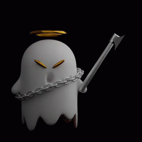 Cartoon Ghost With Chain And When Mint Speech GIF