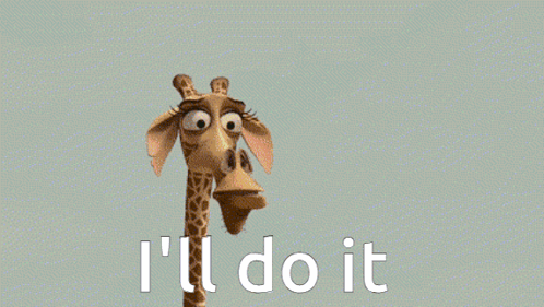 Cartoon Giraffe Saying I'll Do It GIF