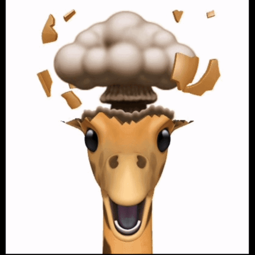 Cartoon Giraffe With Explosion Coming Out Of Head GIF