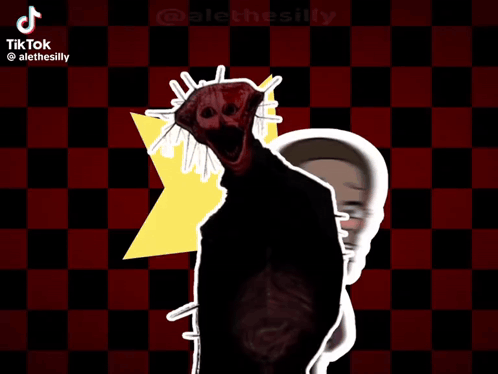 Cartoon Girl And Monster With TikTok GIF