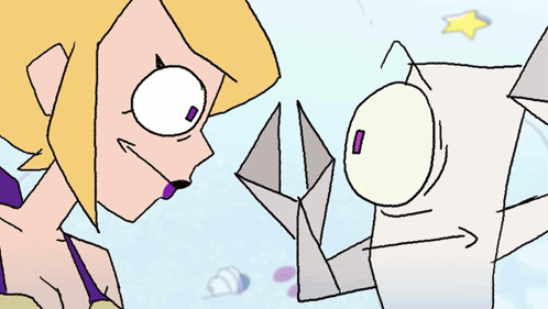 Cartoon Girl and White Cube