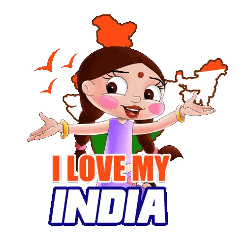 Cartoon Girl Arms Outstretched I Love My India
