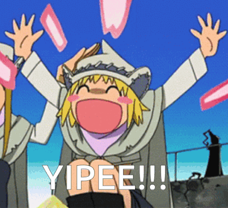 Cartoon Girl Arms Up Yipee