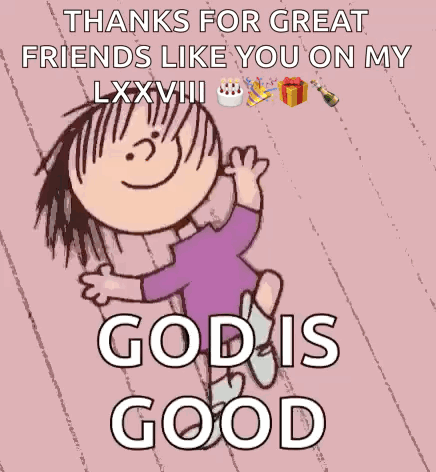 Cartoon Girl Birthday Cake Thanks Friends LXXVIII God Good GIF