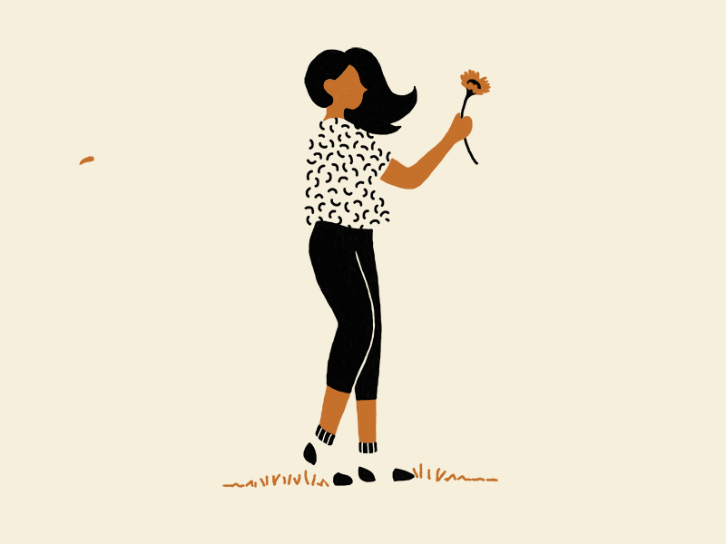 Cartoon Girl Blown By Gentle Wind GIF