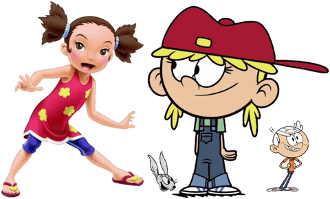 Cartoon Girl Boy and Bunny