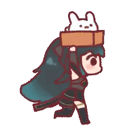 Cartoon Girl Carrying Box with Bunny