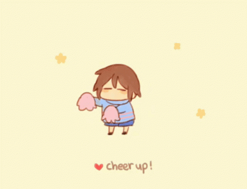 Cartoon Girl Cheering With Pom Poms