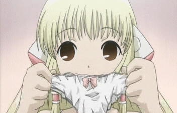 Cartoon Girl Covering Face With Underwear GIF