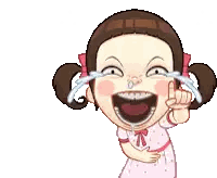 Cartoon Girl Crying and Pointing