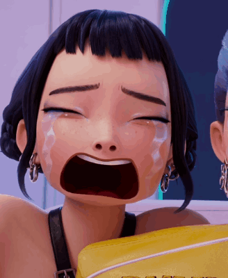 Cartoon Girl Crying with Tears