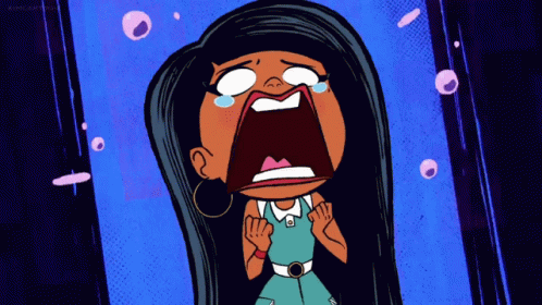 Cartoon Girl Crying with Tears