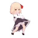Cartoon Girl Dancing in Black White Dress