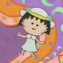 Cartoon Girl Dancing in White Dress and Hat