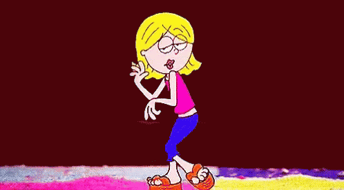 Cartoon Girl Dancing on Stage With Bow and Earrings