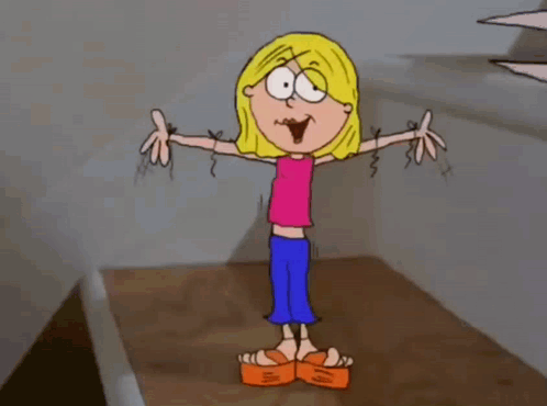 Cartoon Girl Dancing On Stairs GIF