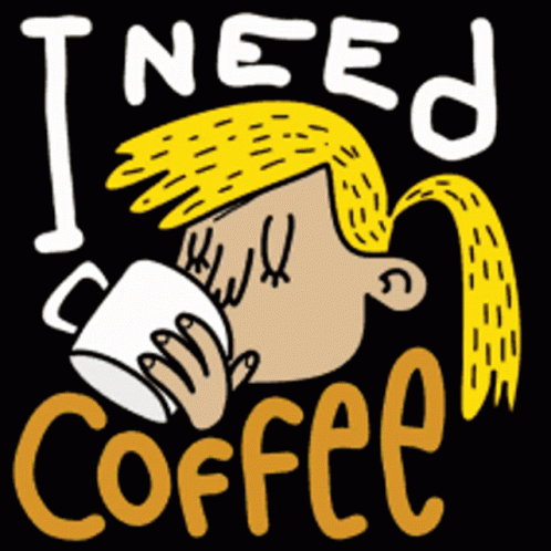 Cartoon Girl Drinking Animated Coffeee GIF