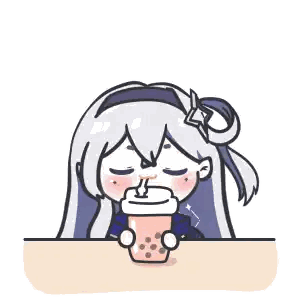 Cartoon Girl Drinking Bubble Tea