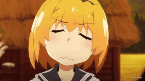 Cartoon Girl Eyes Closed Cross On Head GIF