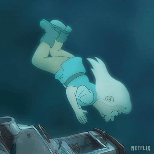 Cartoon Girl Falling Into Water With Netflix GIF