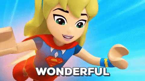 Cartoon Girl Flying Saying Wonderful