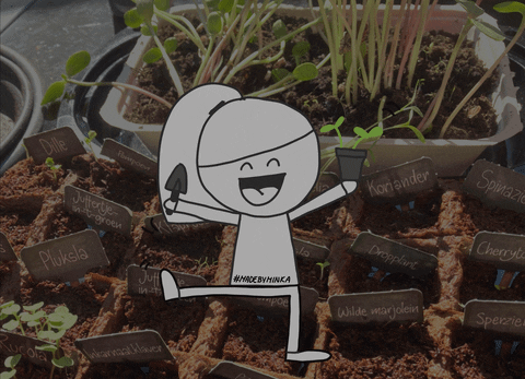Cartoon Girl Gardening GIF