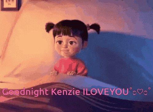 Cartoon Girl Goodnight Kenzie I Love You GIF