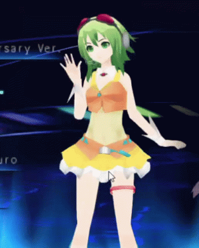 Cartoon Girl Green Hair Headphones Dancing