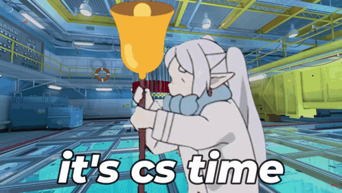 Cartoon Girl Holding Bell It's CS Time