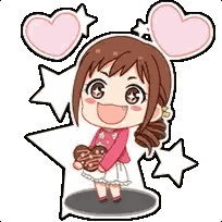 Cartoon Girl Holding Chocolate