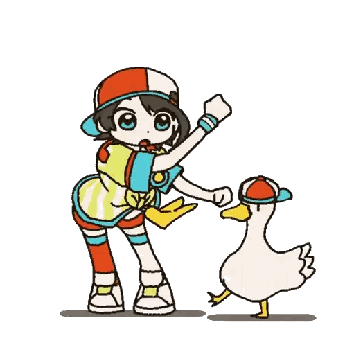 Cartoon Girl Holding Duck