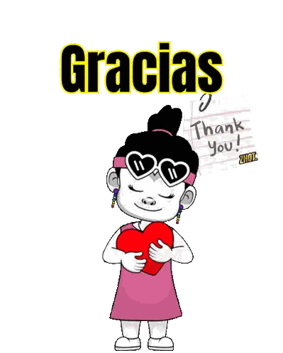 Cartoon Girl Holding Heart and Thank You Note