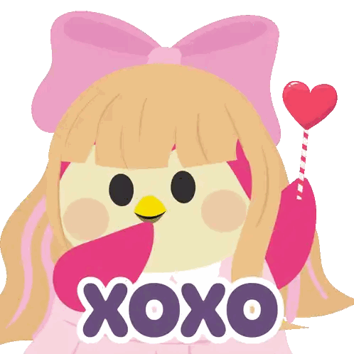 Cartoon Girl Holding Heart Xoxo