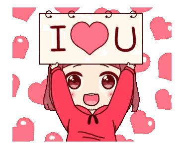 Cartoon Girl Holding I Love U Sign