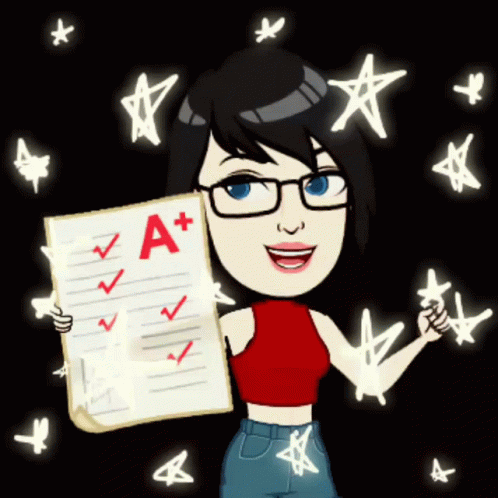 Cartoon Girl Holding Paper With A+