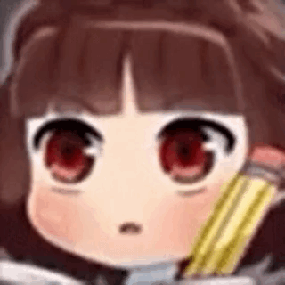 Cartoon Girl Holding Pencil