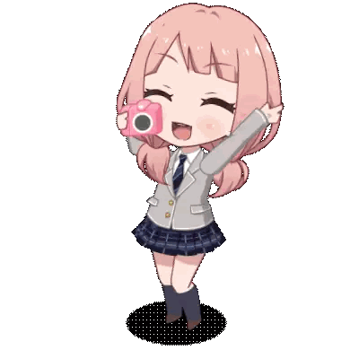 Cartoon Girl Holding Pink Camera