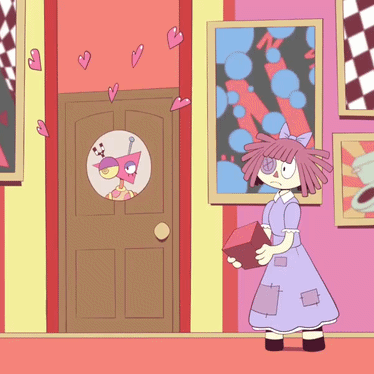 Cartoon Girl Holding Red Box
