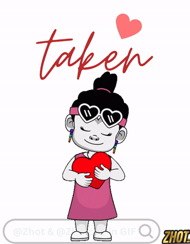 Cartoon Girl Holding Red Heart Taken