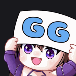 Cartoon Girl Holding Sign Saying GG